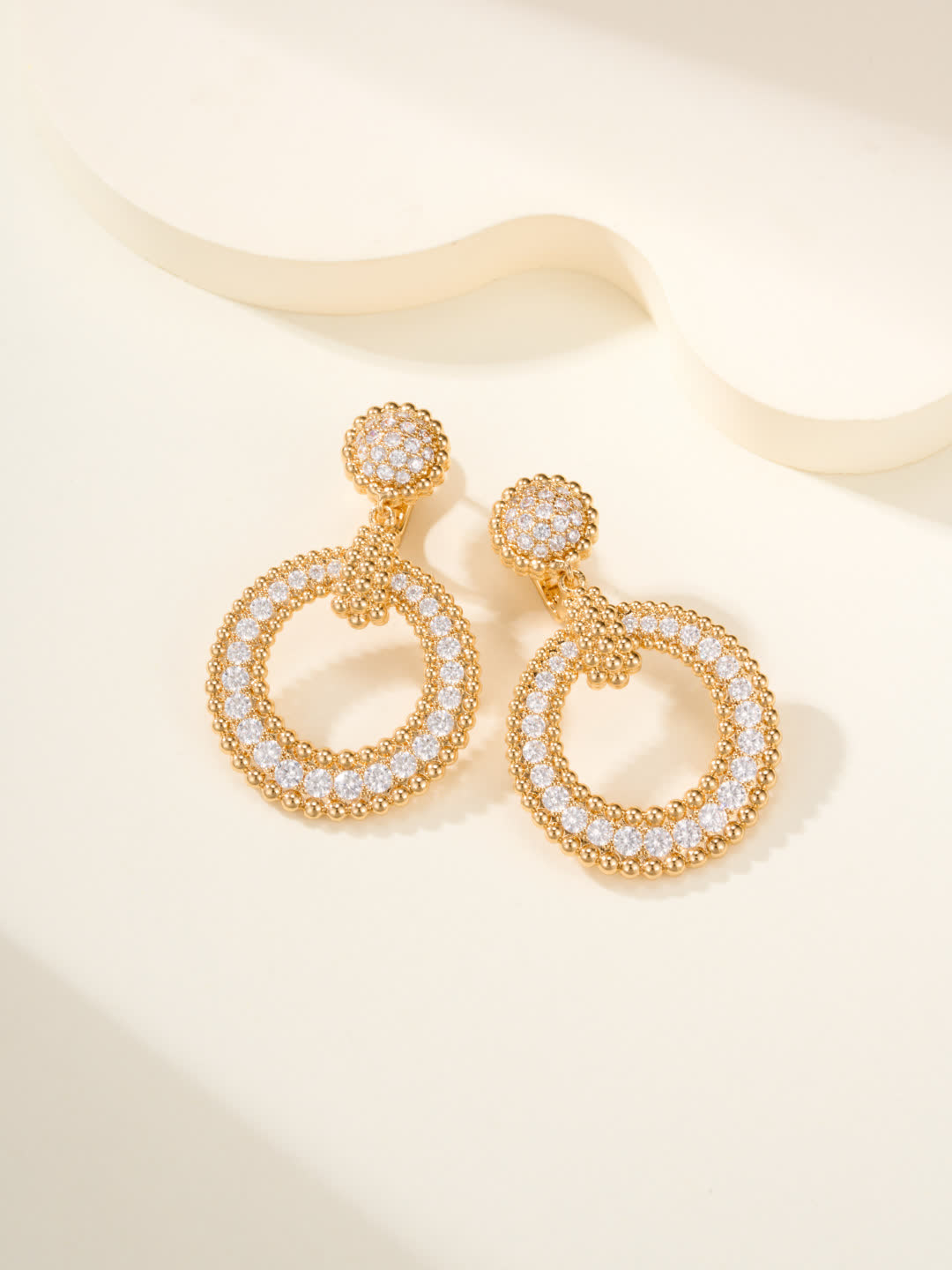 Elegant Gold and Silver Hoop Earrings with Crystal Accents